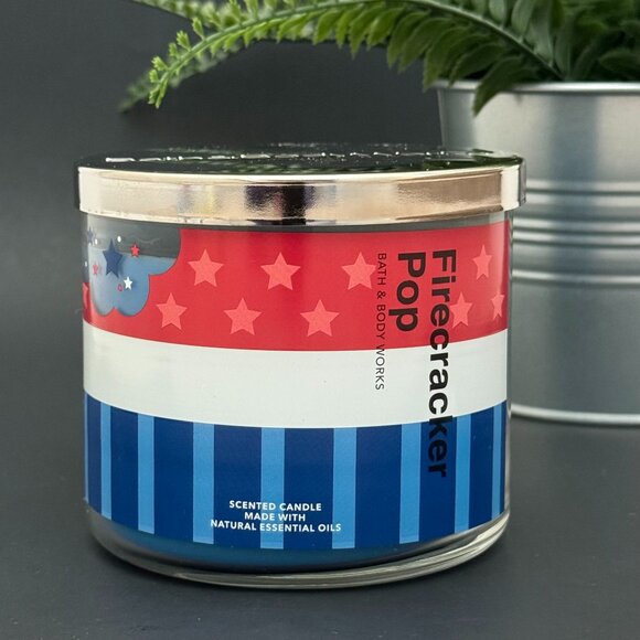 BBW Firecracker Pop Bath & Body Works 3 Wick Candle - Picture 1 of 11